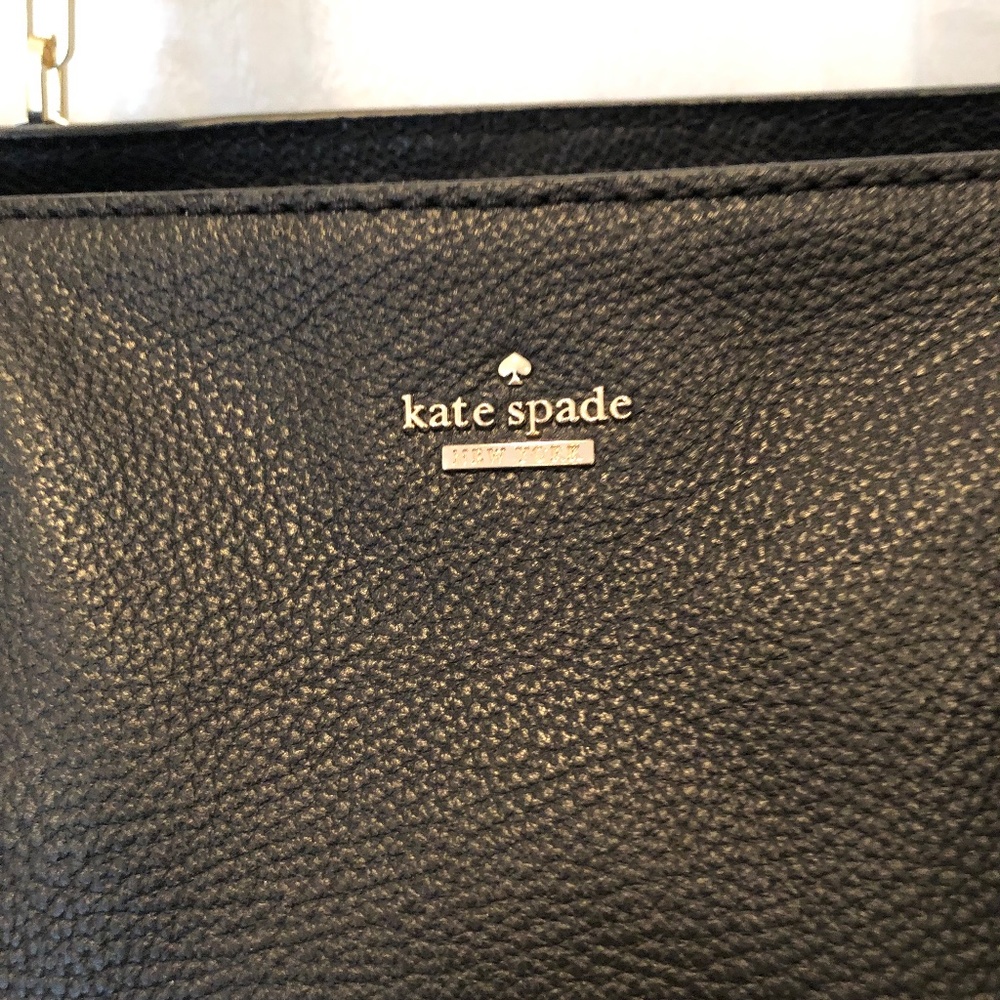 Kate Spade Vivian Tote Black Pebbled Leather Shoulder Bag Gold Chain NWT